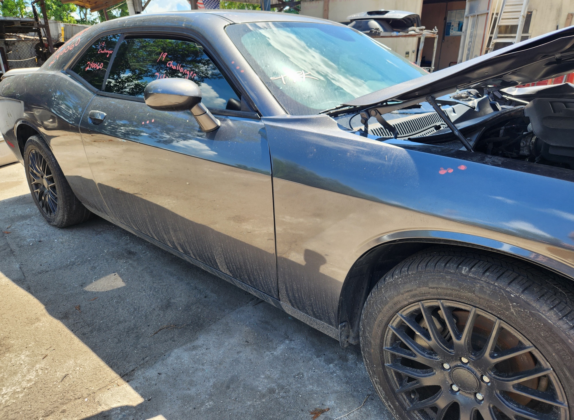 A Dodge Challenger ready to part out